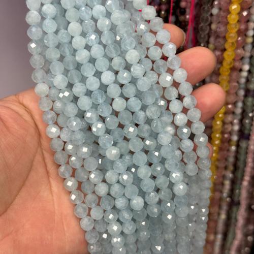 Perles bijoux en pierres gemmes, aigue-marine, DIY & facettes, bleu, 6mm, Environ 60PC/brin, Vendu par brin