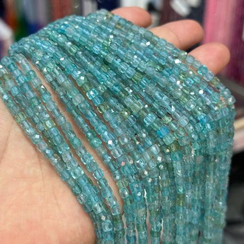 Gemstone Jewelry Beads, Apatites, Cube, DIY, blue, 4x4mm, Approx 90PCs/Strand, Sold By Strand