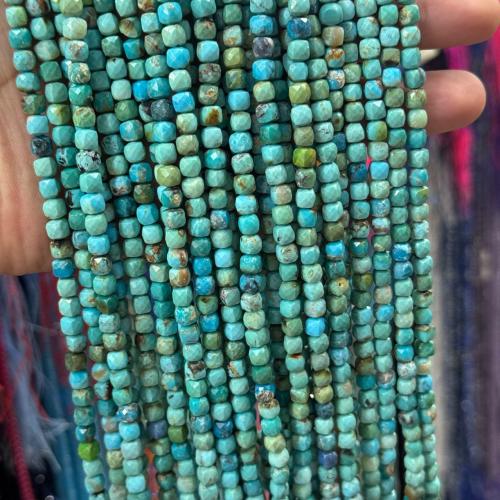 Turquoise Beads, Natural Turquoise, Cube, DIY & faceted, blue, 4x4mm, Sold Per Approx 38 cm Strand