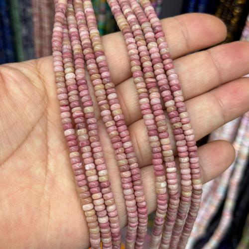 Natural Rhodonite Beads, Rhodochrosite, Flat Round, DIY, red, 4x2mm, Sold Per Approx 38 cm Strand