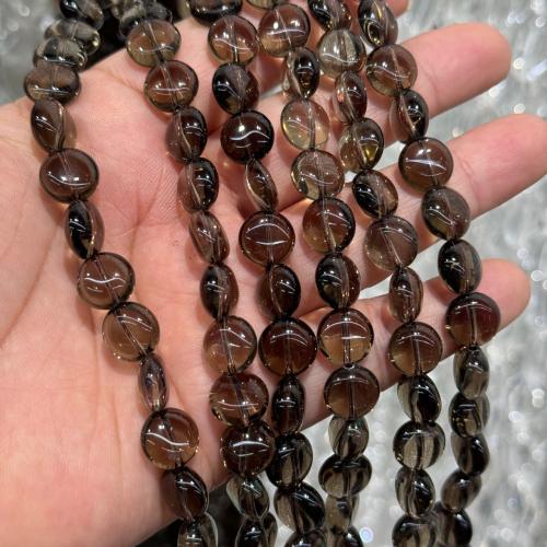 Natural Smoky Quartz Beads, Flat Round, DIY, tan, 10x6mm, Sold Per Approx 38 cm Strand