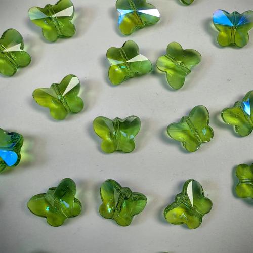 Fashion Glass Beads, Butterfly, DIY, green, 14mm, Approx 100PCs/Bag, Sold By Bag