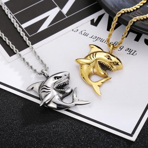 Stainless Steel Jewelry Necklace, 304 Stainless Steel, Shark, plated, different styles for choice & for man, more colors for choice, 39x34mm, Sold By PC