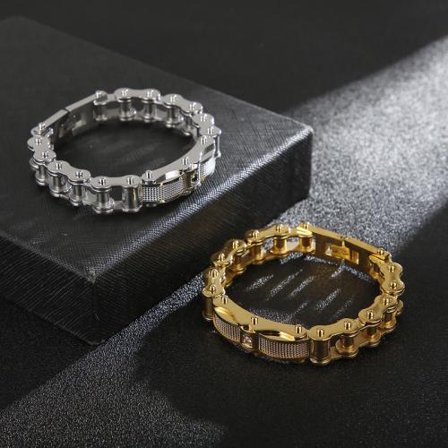 Stainless Steel Jewelry Bracelet, 304 Stainless Steel, plated, micro pave cubic zirconia & for man, more colors for choice, Length:17.5 cm, Sold By PC