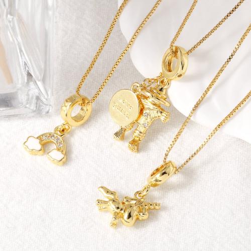 Cubic Zircon Micro Pave Brass Necklace, gold color plated, fashion jewelry & different designs for choice & micro pave cubic zirconia, golden, nickel, lead & cadmium free, Sold By PC