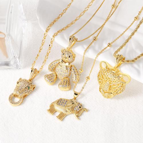 Cubic Zircon Micro Pave Brass Necklace, gold color plated, fashion jewelry & different designs for choice & micro pave cubic zirconia, golden, nickel, lead & cadmium free, Sold By PC