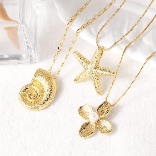 Brass Necklace, with Plastic Pearl, with 5cm extender chain, gold color plated, fashion jewelry & different designs for choice, golden, nickel, lead & cadmium free, Length:45 cm, Sold By PC