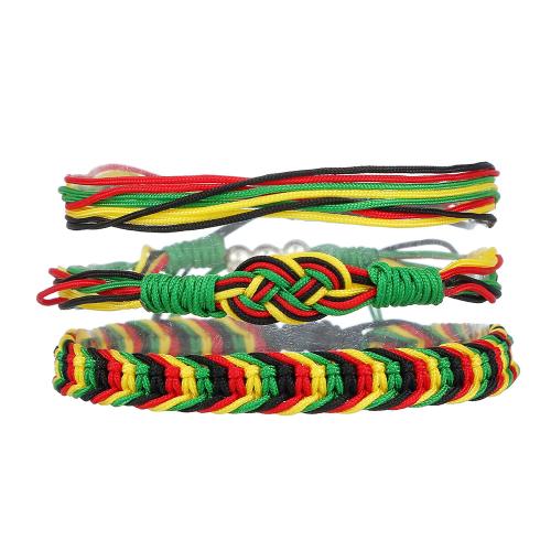 Fashion Bracelet & Bangle Jewelry, Knot Cord, handmade, three pieces & fashion jewelry & Unisex, mixed colors, Length:6.69-11.41 Inch, Sold By Set