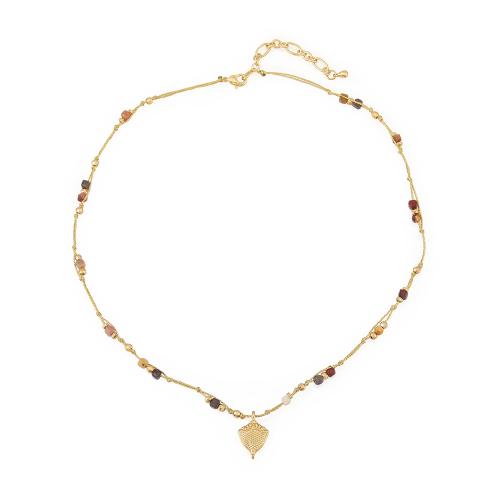 Collier en laiton, avec Pierre jaune, avec 5CM chaînes de rallonge, fait à la main, pour femme, Or, Longueur:Environ 42.5 cm, Vendu par PC