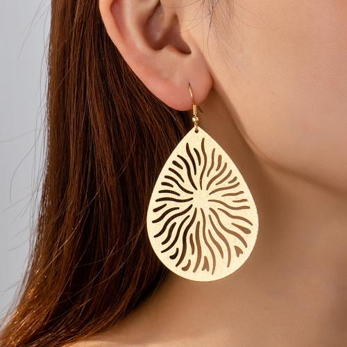 Tibetan Style Drop Earrings, plated, for woman, gold, Sold By Pair