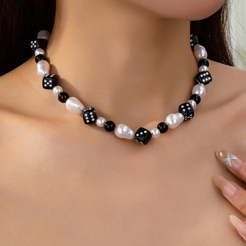 Tibetan Style Jewelry Necklace, with Plastic Pearl & Acrylic, plated, for woman, mixed colors, Sold By PC