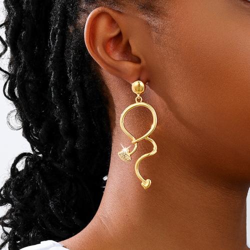 Boucle d'oreille dormeuse en alliage de zinc, Placage, pavé de micro zircon & pour femme, Or, Vendu par paire