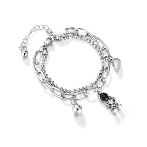 Bracelet en alliage de zinc, Placage, unisexe & styles différents pour le choix, argent, Longueur:Environ 14-20 cm, Vendu par PC