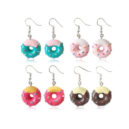 Resin Earring, with Brass, cute & for woman, more colors for choice, Sold By Pair