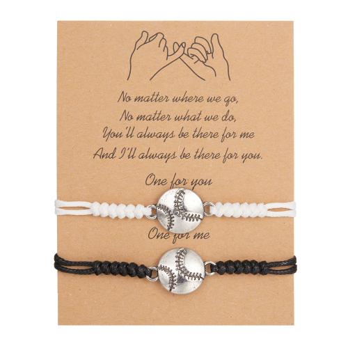 Tibetan Style Bracelet, with Wax Cord, plated, 2 pieces & Unisex & different styles for choice, white and black, Length:Approx 16-28 cm, Sold By Set