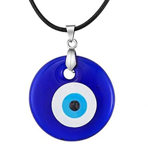 Collier Evil Eye bijoux, verre, avec cordon en cuir, styles différents pour le choix & pour femme, bleu, Longueur:Environ 51-80 cm, Vendu par PC