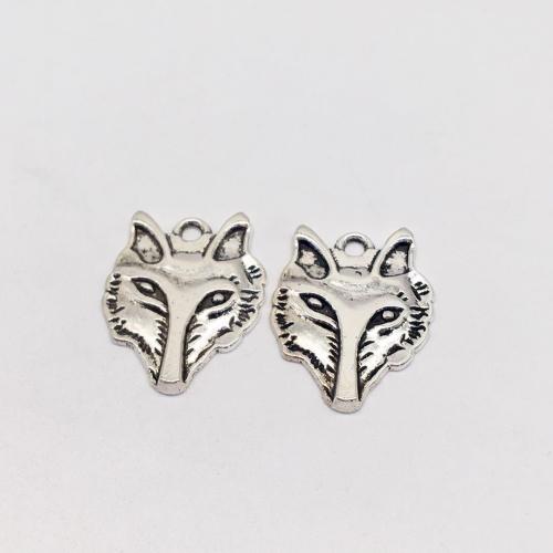 Tibetan Style Animal Pendants, Fox, antique silver color plated, DIY, 32x24mm, 100PCs/Bag, Sold By Bag