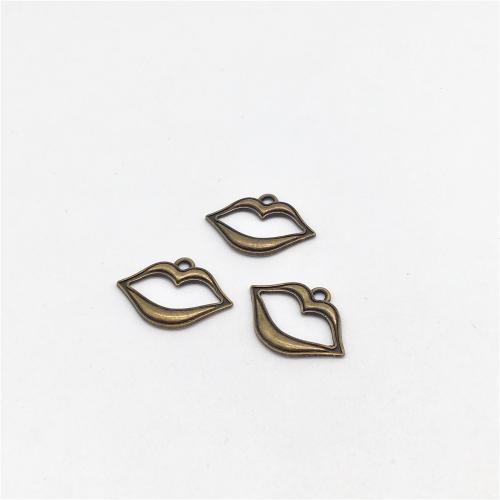 Tibetan Style Pendants, Lip, antique bronze color plated, DIY, 16x22x2mm, 100PCs/Bag, Sold By Bag