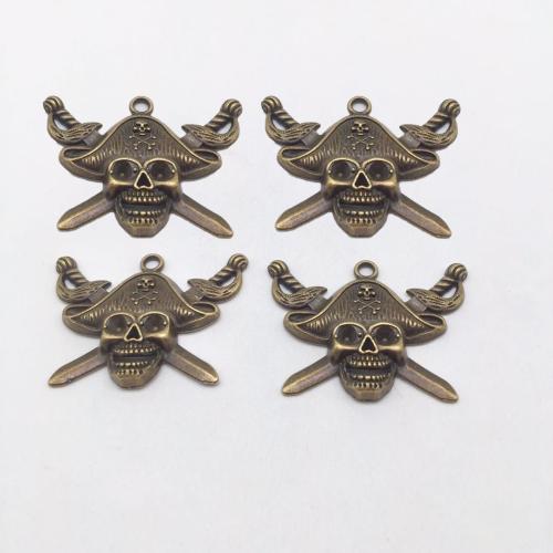 Tibetan Style Skull Pendants, antique bronze color plated, DIY, 33x43x5mm, 100PCs/Bag, Sold By Bag