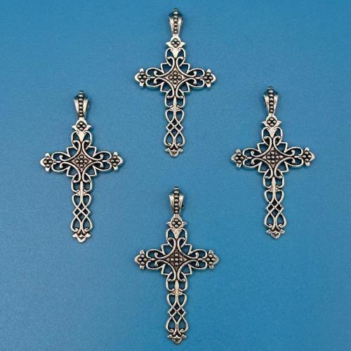 Pendentifs croix en alliage de zinc  , Plaqué de couleur d'argent, DIY, 38x21x4mm, 100PC/sac, Vendu par sac