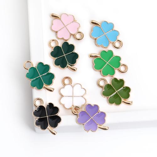 Tibetan Style Clover Pendant, Four Leaf Clover, gold color plated, DIY & enamel, more colors for choice, 18x12x1mm, 100PCs/Bag, Sold By Bag