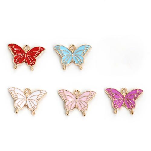 Colgantes Animales de Aleación de Zinc, Mariposa, chapado en color dorado, Bricolaje & esmalte, más colores para la opción, 20x14x2mm, 100PCs/Bolsa, Vendido por Bolsa