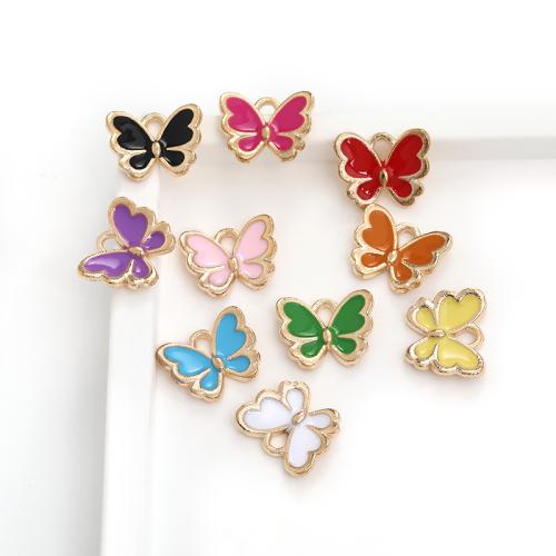 Tibetan Style Animal Pendants, Butterfly, gold color plated, DIY & enamel, more colors for choice, 13x10.50x2.50mm, 100PCs/Bag, Sold By Bag