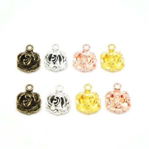 Tibetan Style Flower Pendants, Rose, plated, DIY, more colors for choice, 17x13x4mm, 100PCs/Bag, Sold By Bag