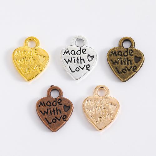 Tibetan Style Heart Pendants, plated, DIY, more colors for choice, 12x10mm, 100PCs/Bag, Sold By Bag