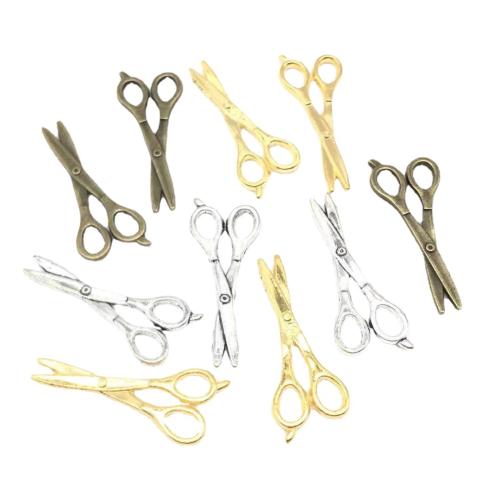 Tibetan Style Scissors Pendants, plated, DIY, more colors for choice, 26x10mm, 100PCs/Bag, Sold By Bag