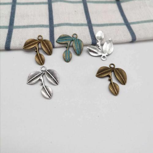 Tibetan Style Leaf Pendants, plated, DIY, more colors for choice, 27x23mm, 100PCs/Bag, Sold By Bag