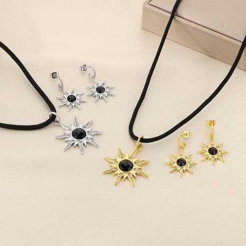 Parures de bijoux en acier inoxydable, boucle d'oreille & collier, Acier inoxydable 304, avec verre, pour femme, plus de couleurs à choisir, Vendu par PC