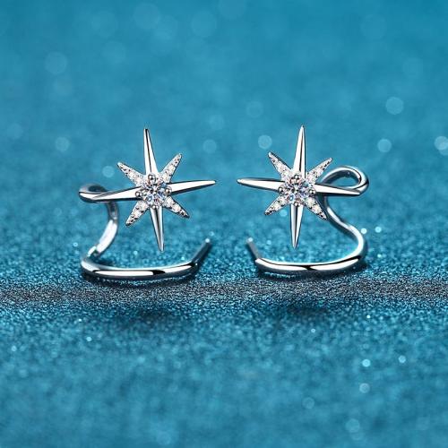 925 Sterling Silver Stud Earring, with Moissanite, Snowflake, fashion jewelry & for woman, earring length 10-15mm, 0.28 carat Moissanite, Sold By Pair