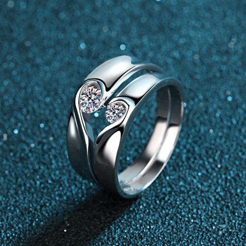 925 Sterling Silver Couple Ring, with Moissanite, different size for choice & different styles for choice & for couple, US Ring Size:7-9, Sold By PC