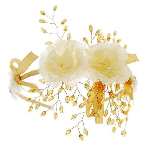 Hair Bands, Cloth, with brass wire & Crystal, for bridal, Sold By PC