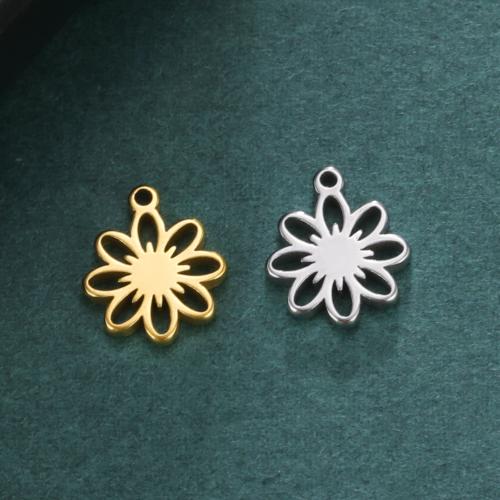 Stainless Steel Flower Pendant, 304 Stainless Steel, Daisy, DIY & hollow, more colors for choice, 9.50x11.30mm, Sold By PC