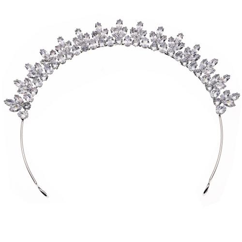 Hair Bands, Tibetan Style, with Cubic Zirconia, for bridal, silver color, Sold By PC