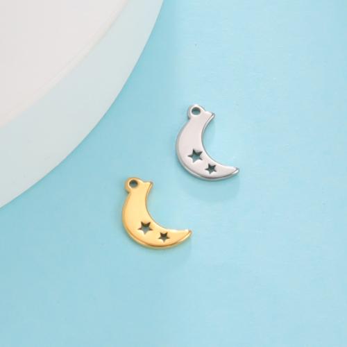 Stainless Steel Pendants, 304 Stainless Steel, Moon and Star, DIY, more colors for choice, 11.70x7.50mm, Sold By PC