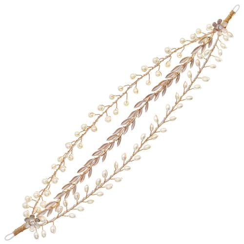 Headband, Tibetan Style, with brass wire & Plastic Pearl, for bridal & different styles for choice & with rhinestone, more colors for choice, Sold By PC