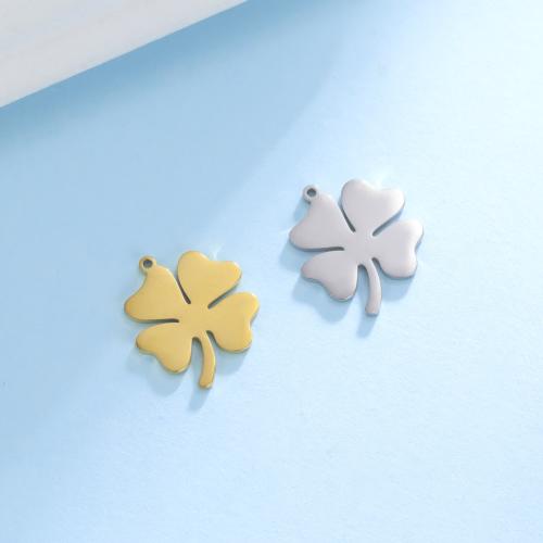 Stainless Steel Pendants, 304 Stainless Steel, Four Leaf Clover, DIY, more colors for choice, 14.90x17.30mm, Sold By PC