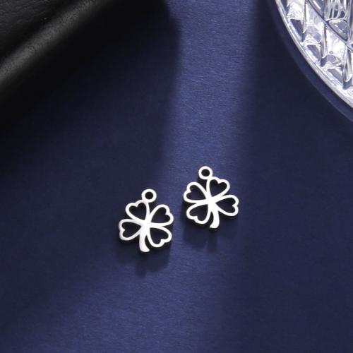 Stainless Steel Pendants, 304 Stainless Steel, Four Leaf Clover, DIY & hollow, more colors for choice, 8.50x10.80mm, Sold By PC