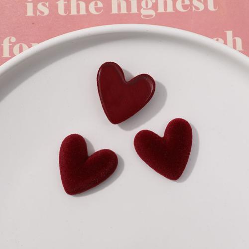 Mobile Phone DIY Decoration, Resin, with Flocking Fabric, Heart, more colors for choice, 27x26mm, Sold By PC