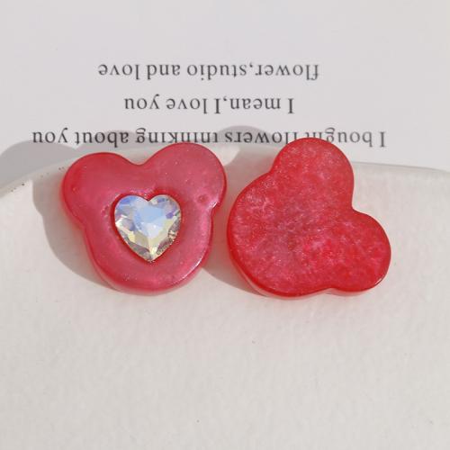 Mobile Phone DIY Decoration, Resin, Bear, with rhinestone, more colors for choice, 27x30mm, Sold By PC