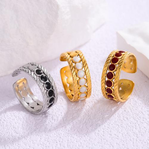 Enamel Stainless Steel Finger Ring, 304 Stainless Steel, Adjustable & for woman, more colors for choice, Sold By PC