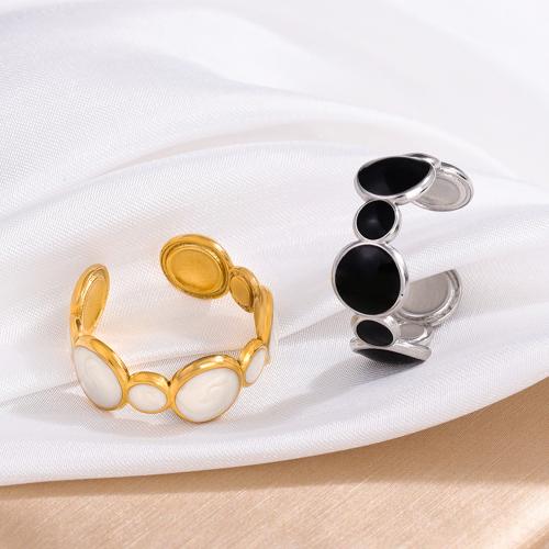 Enamel Stainless Steel Finger Ring, 304 Stainless Steel, Adjustable & for woman, more colors for choice, Sold By PC