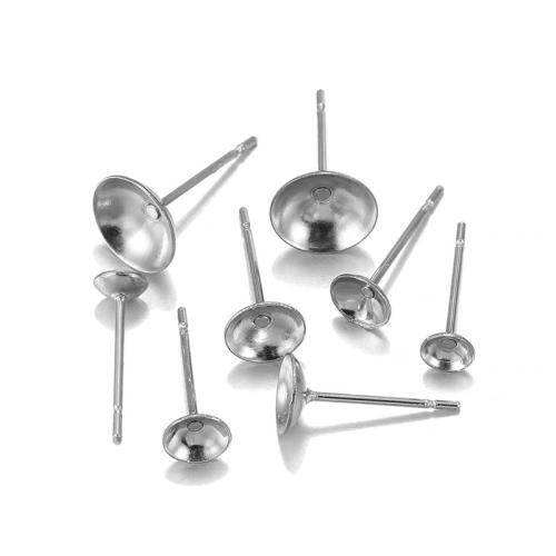 Stainless Steel Earring Stud Component, 304 Stainless Steel, DIY & different size for choice & different styles for choice, original color, 100PCs/Bag, Sold By Bag