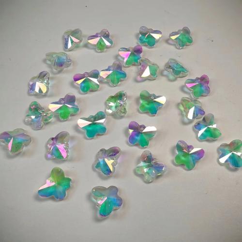 Gemstone Pendants Jewelry, Glass, Butterfly, DIY, green, 14mm, Approx 100PCs/Bag, Sold By Bag