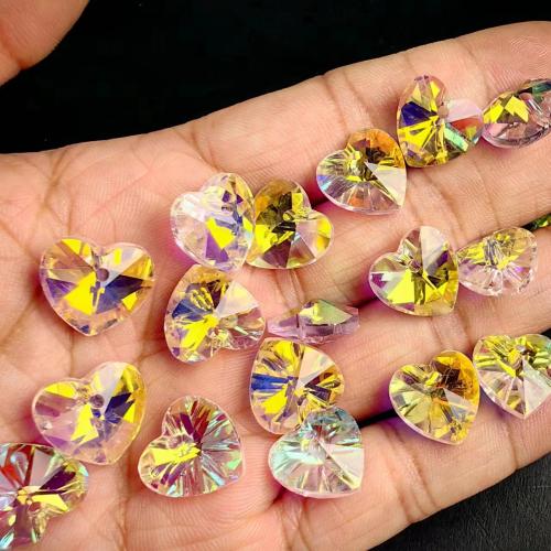 Gemstone Pendants Jewelry, Glass, Heart, DIY, more colors for choice, 14mm, Approx 100PCs/Bag, Sold By Bag