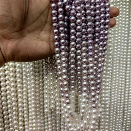 Perles naturelles de coquillage d'eau douce , Shell Pearl, Rond, dégradé de couleur & DIY & normes différentes pour le choix, violet, Vendu par brin