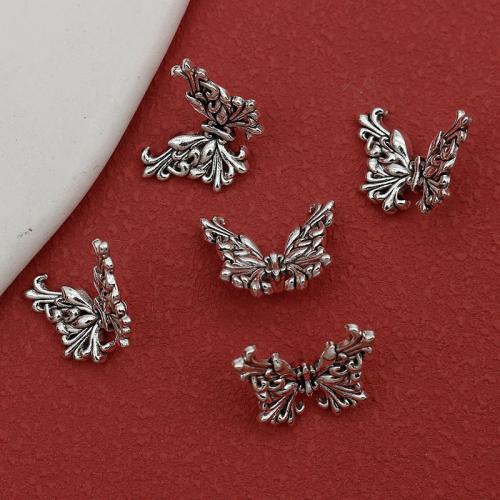 Perles animaux en alliage de zinc, papillon, Plaqué de couleur d'argent, DIY, protéger l'environnement, sans nickel, plomb et cadmium, 18x14mm, 100PC/sac, Vendu par sac